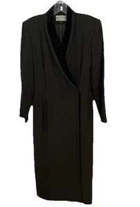 Kasper Dress Womens 6 P Wrap ASL Midi Modest Career Classic Lined Dark Olive - Picture 1 of 11