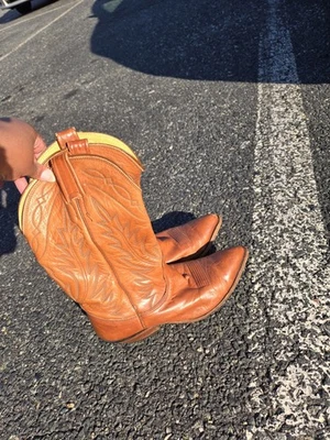 Botas de Vaquero Nocona De Colección Para Hombre 10.5 Para Mujer 12 Cuero Marrón Hechas en EE. UU. Foto 1 de 4