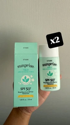 ETUDE Sunprise Mild Airy Finish Sun Milk SPF 50+ (1.85 fl.oz / 55ml) x 2 - Image 1 of 3