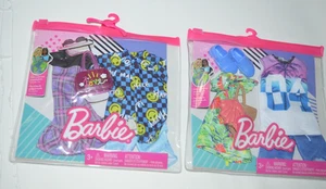BARBIE / KEN - PURPLE DRESS & BLUE SHIRT PLUS TROPICAL FASHION SET - Picture 1 of 4