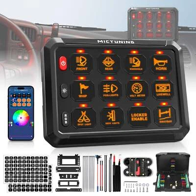 MICTUNING P1s RGB 12 Gang Switch Panel Wireless App Control Circuit Relay System - Image 1 of 4