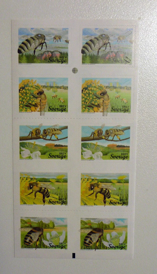 Folleto de 10 estampillas de las abejas suecas 2015 estampillas como nuevas Foto 1 de 1