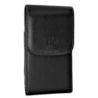 Black Vertical Leather Cover Belt  Side Holster Case Pouch For Motorola Moto E4