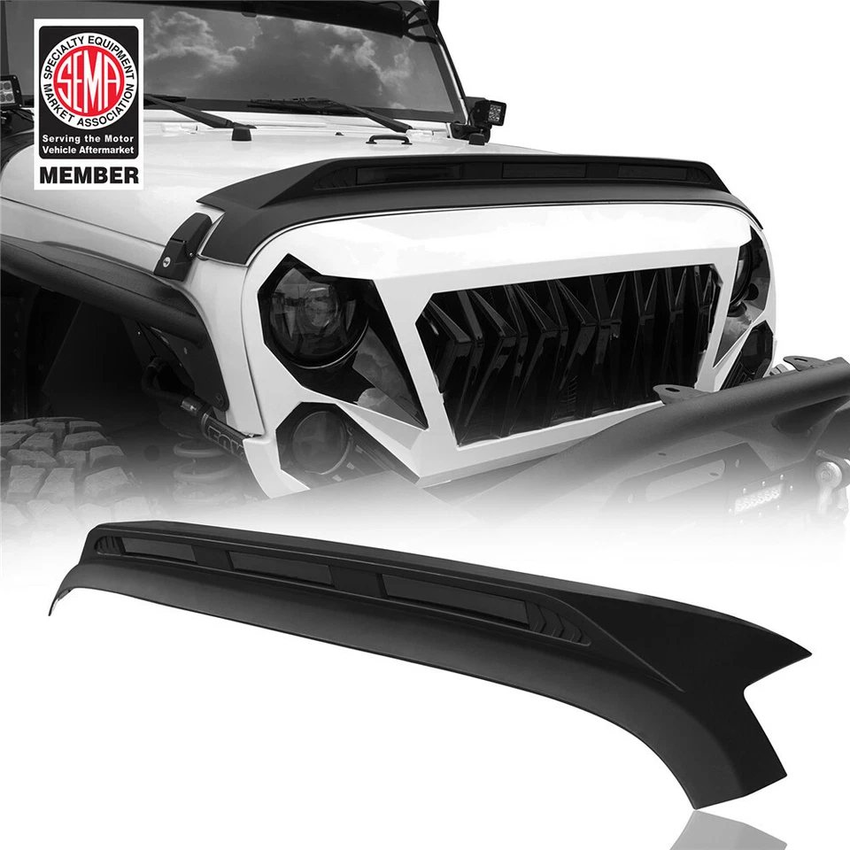 Off-road Hood Protector Stone Guard w/Amber Light fit Jeep Wrangler JK 2007-2018 - Image 1 of 4