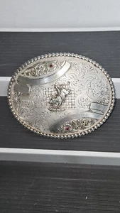 Montana Silversmiths 1st Place Steamboat Colorado Jeweled Belt Buckle Bull Rider - Picture 1 of 13