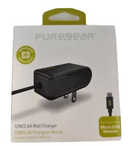 PureGear Fast Charge 12W / 2.4A Micro USB Wall Charger for Samsung - USA Plug - Picture 1 of 2