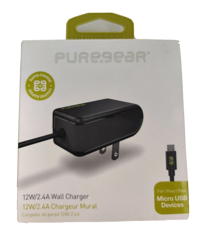 PureGear Fast Charge 12W / 2.4A Micro USB Wall Charger for Samsung - USA Plug - Image 1 of 2