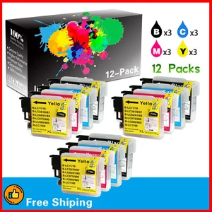 (12-Pack,3B3C3M3Y) LC-61 LC61 Ink Cartridge for DCP-165C DCP-375CW DCP-585CW - Picture 1 of 2