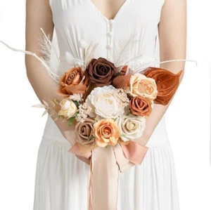 Ling's Moment Rust Boho & Terracotta Wedding Flowers 7" Bouquet w/ Ribbons - Bild 1 von 8