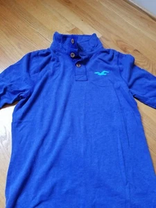 NWT HOLLISTER by Abercrombie Long Sleeve Mock Neck Henley Tee Medium Blue - Picture 1 of 6