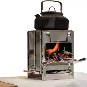 Portable Folding Stainless Steel Stove Outdoor Camping BBQ Wood Burning Stove - Picture 1 of 12