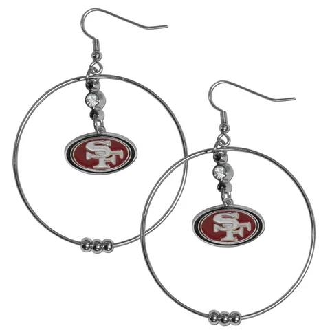 NFL San Francisco 49ers Hoop Earrings with Crystal Bead Dangle Cover
