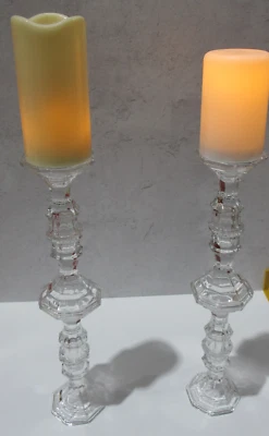2 handmade glass fancy ornate light flower candelabra stands wedding decor - Image 1 of 4