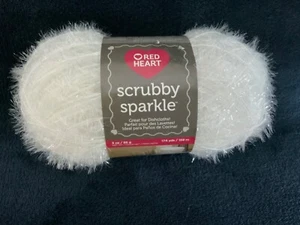 Red Heart Yarn Scrubby Sparkle Marshmallow 8001 Polyester 1 Skein  - Picture 1 of 4