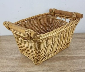 Wicker Rattan Storage Basket H15 x W23 x L31cm Vintage. - Picture 1 of 24