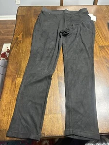 Calvin Klein Faux Suede Black Pull On Stretch Pants Size Medium NWT - Picture 1 of 5