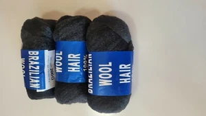 3 Bundles of Brazil Wool Hair, BUY 3 GET 1 FREE! 100% Acrylic Black - Picture 1 of 4
