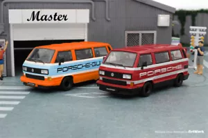 Master 1:64 Tipo 2 T3 VAN Carrera Bus B32 Team/Modellino auto pressofusa rossa - Foto 1 di 9