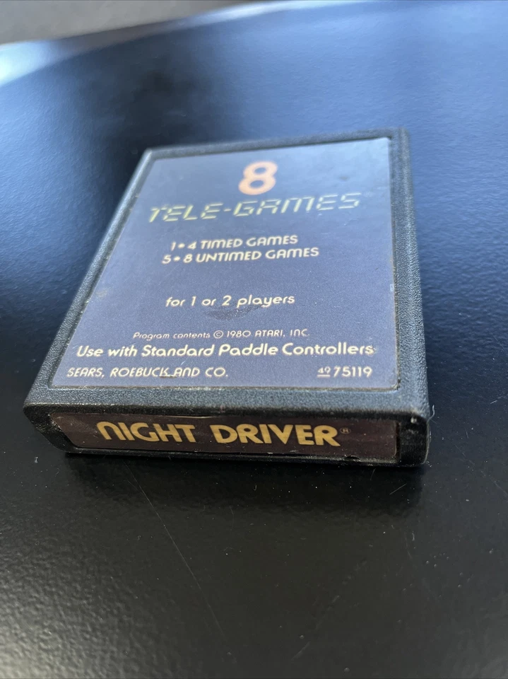 Night Driver (Atari 2600, 1980) Sears, Telegames, Cleaned & Tested  - Image 1 of 1