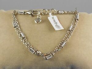 Brighton Silver MERIDIAN DUET Double Chain Crystal White Bracelet JF1642 $78