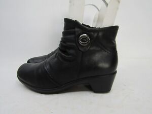 Earth Womens Size 8 M Black Leather Zip Slouch Fashion Ankle Boots Booties