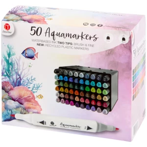 50er Aquarellstifte Box Aquamarker Tintenmarker Twin Marker Fein Brush - Bild 1 von 8