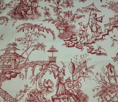 4 Yds Zhou Garden in Crimson by Vervain 54" Wide 100% Cotton - Image 1 of 2