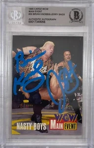 Brian Knobbs Jerry Sags auto signed CARDZ #35 1995 WWE WCW BAS Encap Nasty Boys - Picture 1 of 4