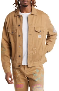 NWOT $230 Billionaire Boys Club Earth Cotton Denim Graphic Trucker Jacket Size M - Picture 1 of 3