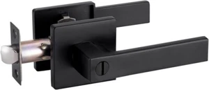 Matt Black Door Lever Privacy Passage Dummy Handle Interior Square Knobs Keyless - Picture 1 of 9