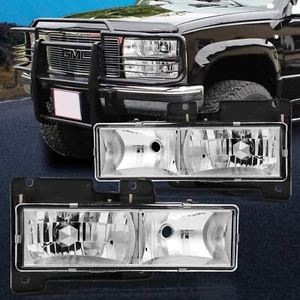 For 1994-1998 Chevy/GMC C10 C/K Headlights Bumper Headlamp Left+Right Side Pair - Picture 1 of 8
