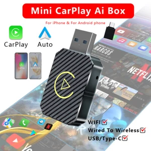 2in1 Wired to Wireless Carplay Adapter Android Auto Connect Box Apple USB Dongle - Picture 1 of 10