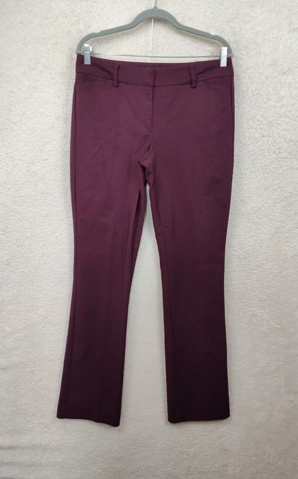 Pantalones chinos para mujer 7th Avenue de 8 altos mezcla de algodón borgoña pierna recta frente plano Foto 1 de 4