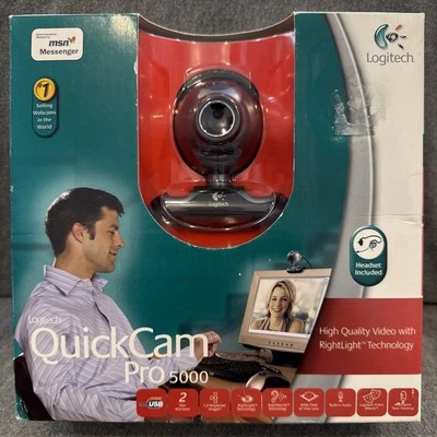 Logitech QuickCam Pro 5000 Webcam And Headset-Rightlight Technology- - Image 1 of 4