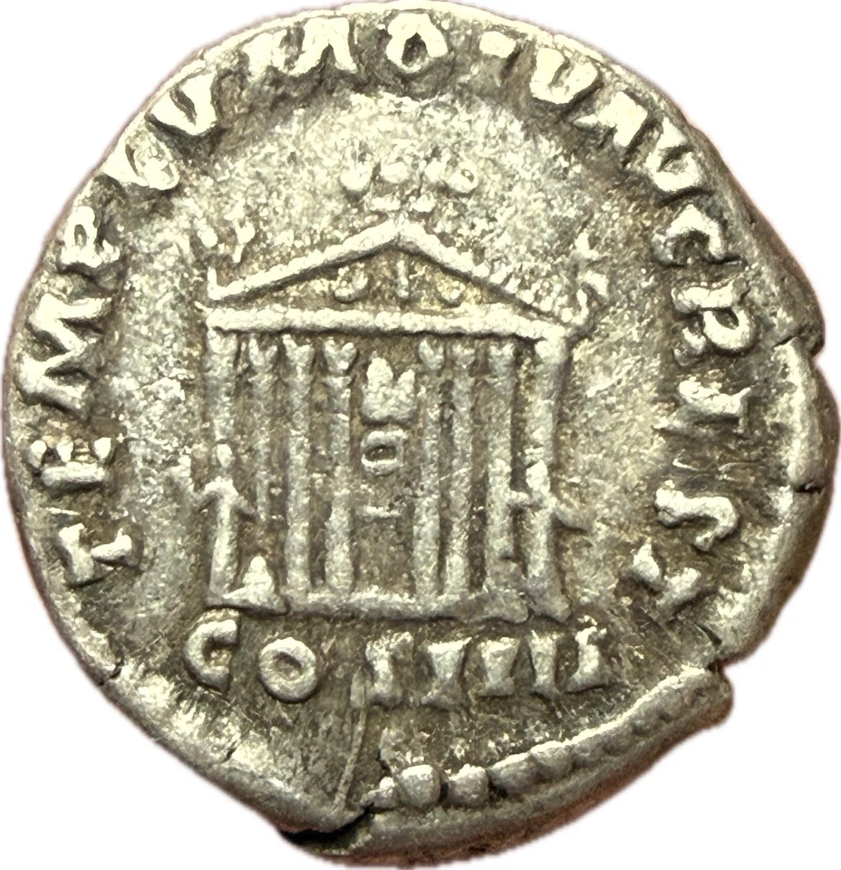 Antoninus Pius AR Ancient Silver Denarius Coin. Rome Mint. Temple. - Image 1 of 4
