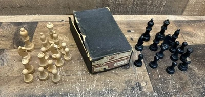 Horn Wood Chessmen Set Vintage Not Complete Pieces/Parts - Image 1 of 4