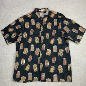 Vintage Reyn Spooner Hawaiian Shirt Mens Large Jukebox Print Egyptian Cotton - Picture 1 of 12