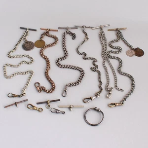 6 Vintage ALBERT Pocket Watch CHAINS Various FITTINGS & COIN FOBS Joblot - Picture 1 of 6