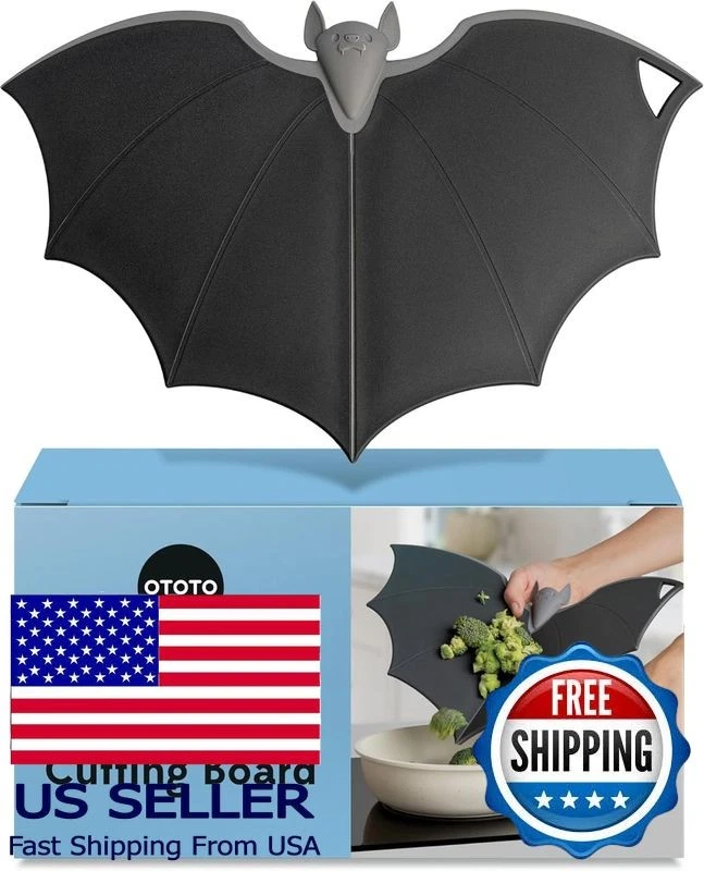 Wooden & Plastic Cutting Board - Fun Bat Design, Dishwasher Safe Kitchen Gadget - Image 1 of 4