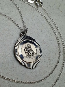 Sterling Silver Vintage Georg Jensen St. Christopher Medallion 18" StSil Chain - Picture 1 of 22