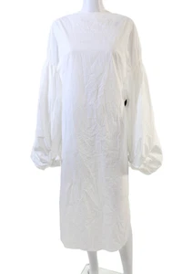Vestido camisero Khaite para mujer manga 3/4 cuello redondo abertura lateral blanco algodón talla 0 - Imagen 1 de 5