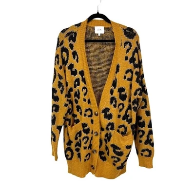 J.O.A. Cárdigan Estampado Leopardo Longline Talla Grande M Retro Animal Salvaje Foto 1 de 4