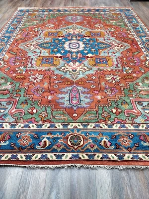 Alfombra Bohemia Oushak, Alfombra Turca Oushak, Alfombra Contemporánea Hecha a Mano 9x12 Pies Foto 1 de 4