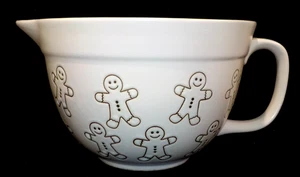 THE BAKESHOP  Gingerbread Man Mixing POURING Batter BOWL w/ Handle WHITE (L@@K) - Picture 1 of 13