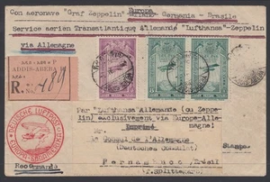 ÄTHIOPIEN ~1935 - ZEPPELINBRIEF NACH FERNAMBUK DURCH STRASSBURG - SELTEN - Bild 1 von 2