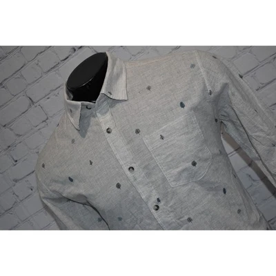 Camisa de vestir estoica para hombre talla grande calce clásico gris otoño diseño árbol algodón  Foto 1 de 4