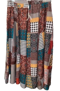 Amor Damen Rock Maxi lang mehrfarbig Gr. XL Gummibund A-Linie Neu mit Etikett - Bild 1 von 5