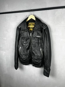 Superdry Fine Tailoring Co Real Leather Jacket Black Size L Biker Utility... - Picture 1 of 24