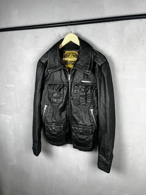 Superdry Fine Tailoring Co Real Leather Jacket Black Size L Biker Utility... - Image 1 of 4