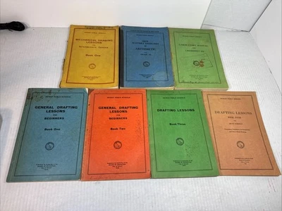 Vtg 1937-53 Lot Of 7 Detroit Public Schools General Drafting Lessons Textbooks + - Image 1 of 4